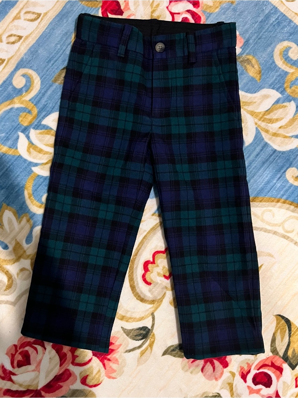 Janie and Jack Tartan Pant 3T Boys Plaid green & navy straight pants